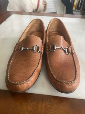 Martin Dingman Cognac Leather Horsebit Loafers